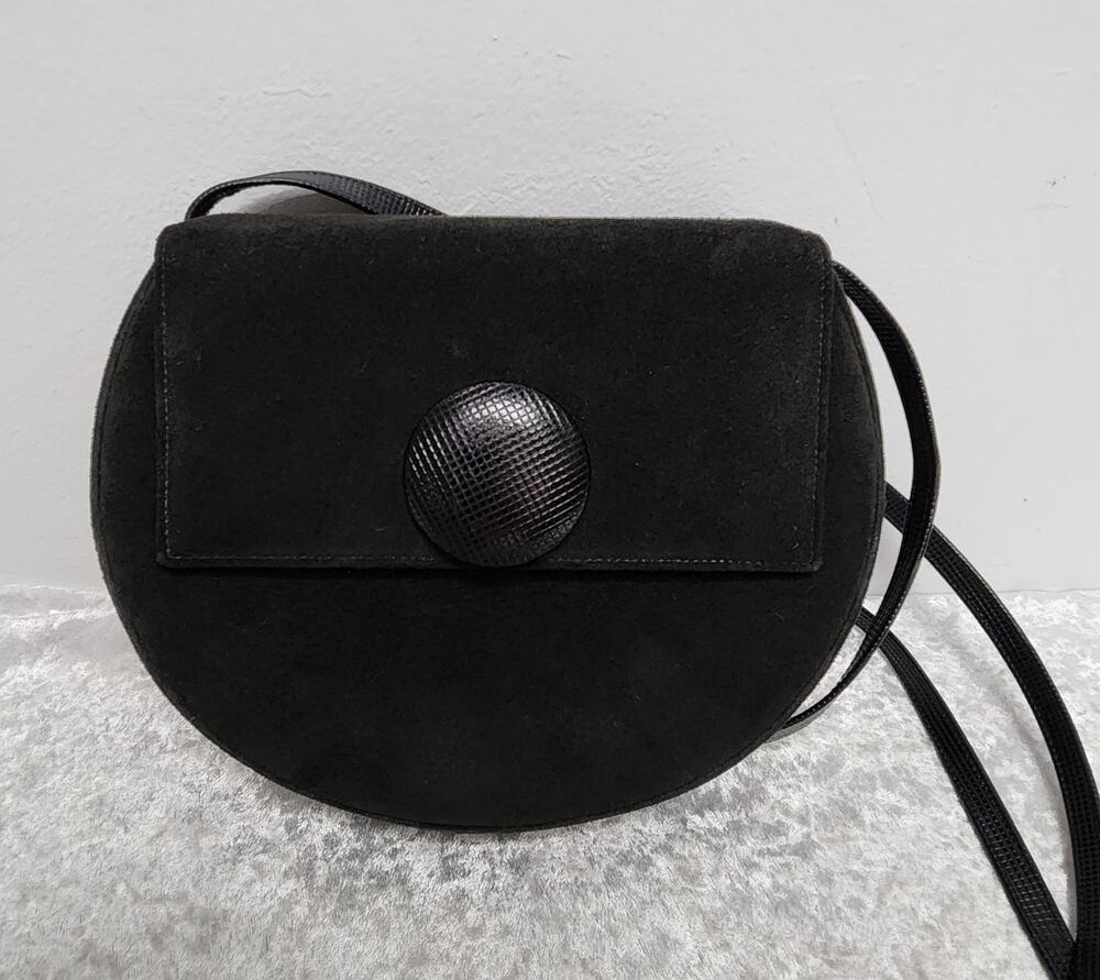 Vintage Etra Black Suede Crossbody Handbag